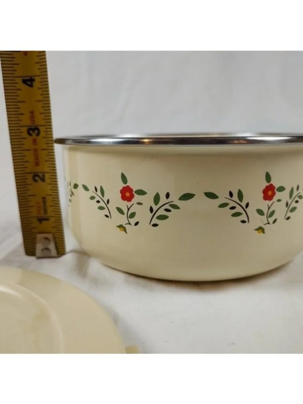 Vintage Kobe JC Penney Floral Enamel Coated Bowls Set of 2